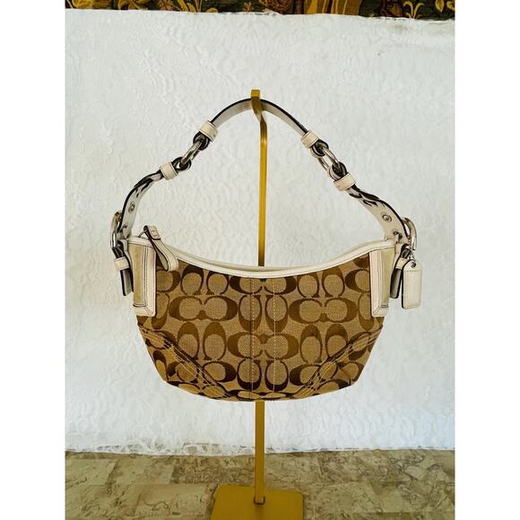 Vtg Coach canvas kakhi Purse braided Shoulder Handbag soho bag 6266 - Picture 1 of 10